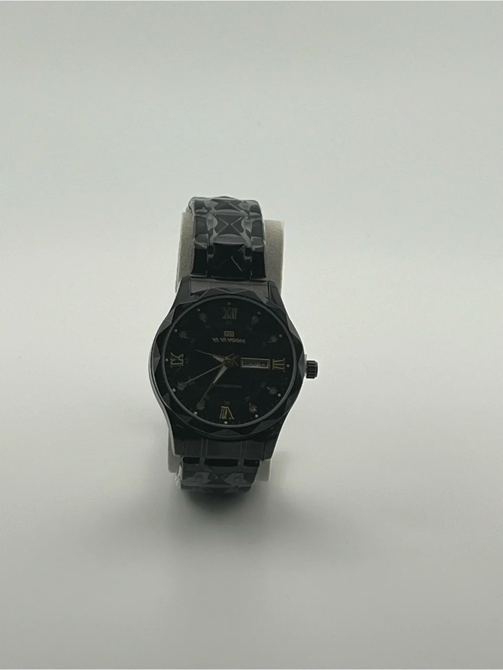 Va Va Voom Men's Black Dress Watch with Gold Accents
